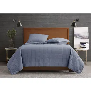 London Fog Garment Wash Solid Full/Queen 3-Piece Quilt Set
