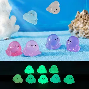 10/20/50Pcs Mini Octopus Luminous Ornament Miniature Figures Tiny Octopus Micro Fairy Gardens Landscape Fairy Garden Home Decor