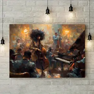 Orange Jazz Band Canvas Art Poster with Frame 40x60cm Perfect for African American Music Themed Parties Ideal Gift for Family Friends Home Decor Wall Art Ornaments
