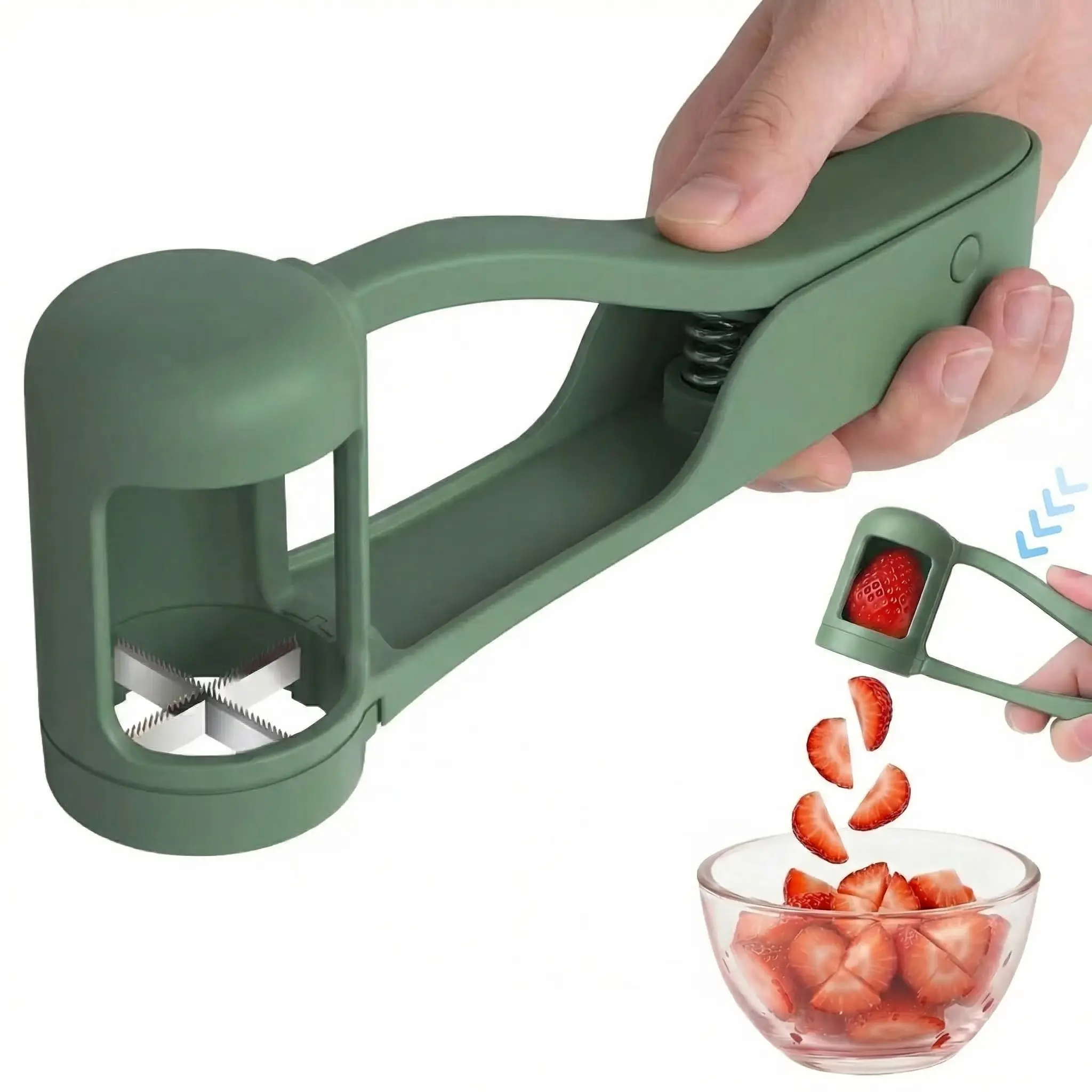 Stainless Steel Blade Fruit Slicer - BPA-Free Auto Rebound Kitchen Gadget, Single-Hand Choking-Safe Quarter Cut Tool for Toddlers, Lunch Prep | Ideal for Christmas, Mother’s Day, Baby Showers (Grape, Cherry Tomato, Strawberry, Seedless Fruit)