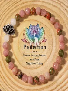 1pc Elegant Autumn Winter Women's Jewelry, Silver Color Strawberry Quartz Flower Jade Exquisite High Quality Bracelet, Lotus Gift for Girlfriend Anniversary