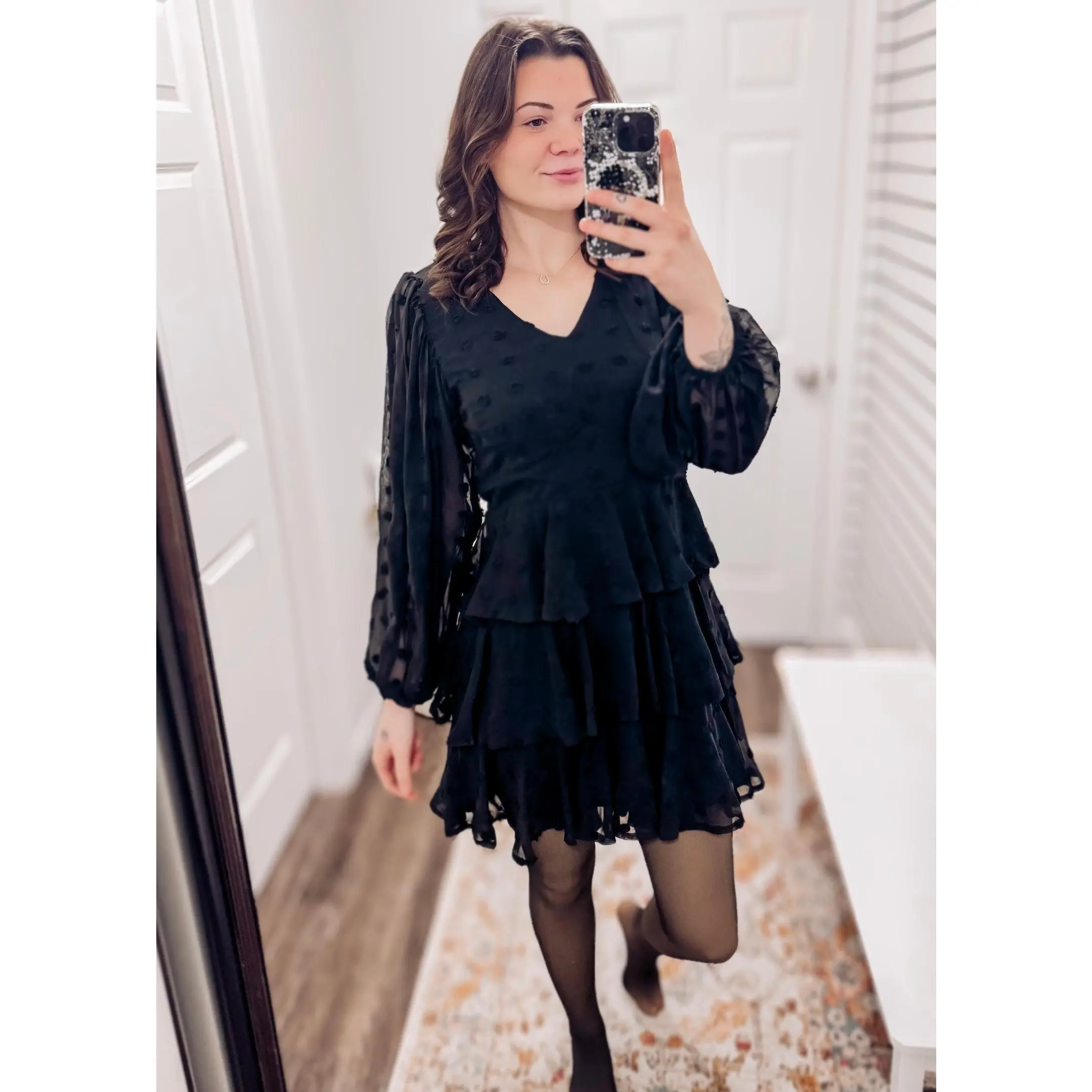 Averie Swiss Dot Mini Dress | Black