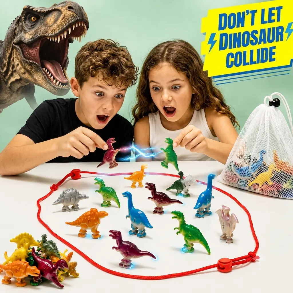 2026 Newest Dinosaur Magnetic Chess Set Boardgame for Kids & Families - Fast-Paced Strategy Game for Family Night, Travel - Includes 20 Magnets, Rope, Bag - Ages 8+, Boardgames