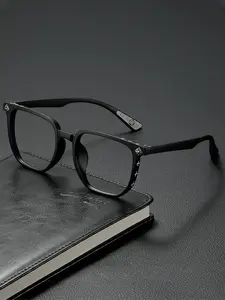 Croxy Vintage Ultra-Light Anti-Blue Light Glasses, Fashionable Casual Style, Unisex Plain Mirror, All Seasons Wear, Stylish Square Frames, PC Frame