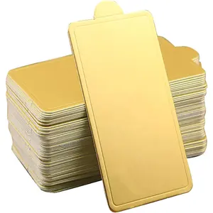 Mini Rectangular Golden Cake Boards Mousse Cupcake Base Paper Plates Rectangular Dessert Board Base for Cake DIY, Baking Dessert Party Wedding Birthday (Rectangular, 50 count)
