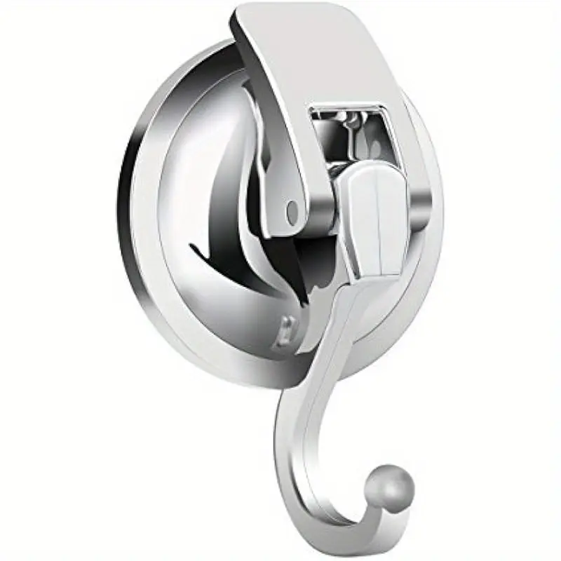 Heavy-duty stainless steel vacuum suction hook storage rack - supports up to 13 pounds, wall-mounting without drilling holes, multifunctional storage shelf for bathroom and kitchen, removable for towel, bathrobe, sponge, and utensil storage - modern desig
