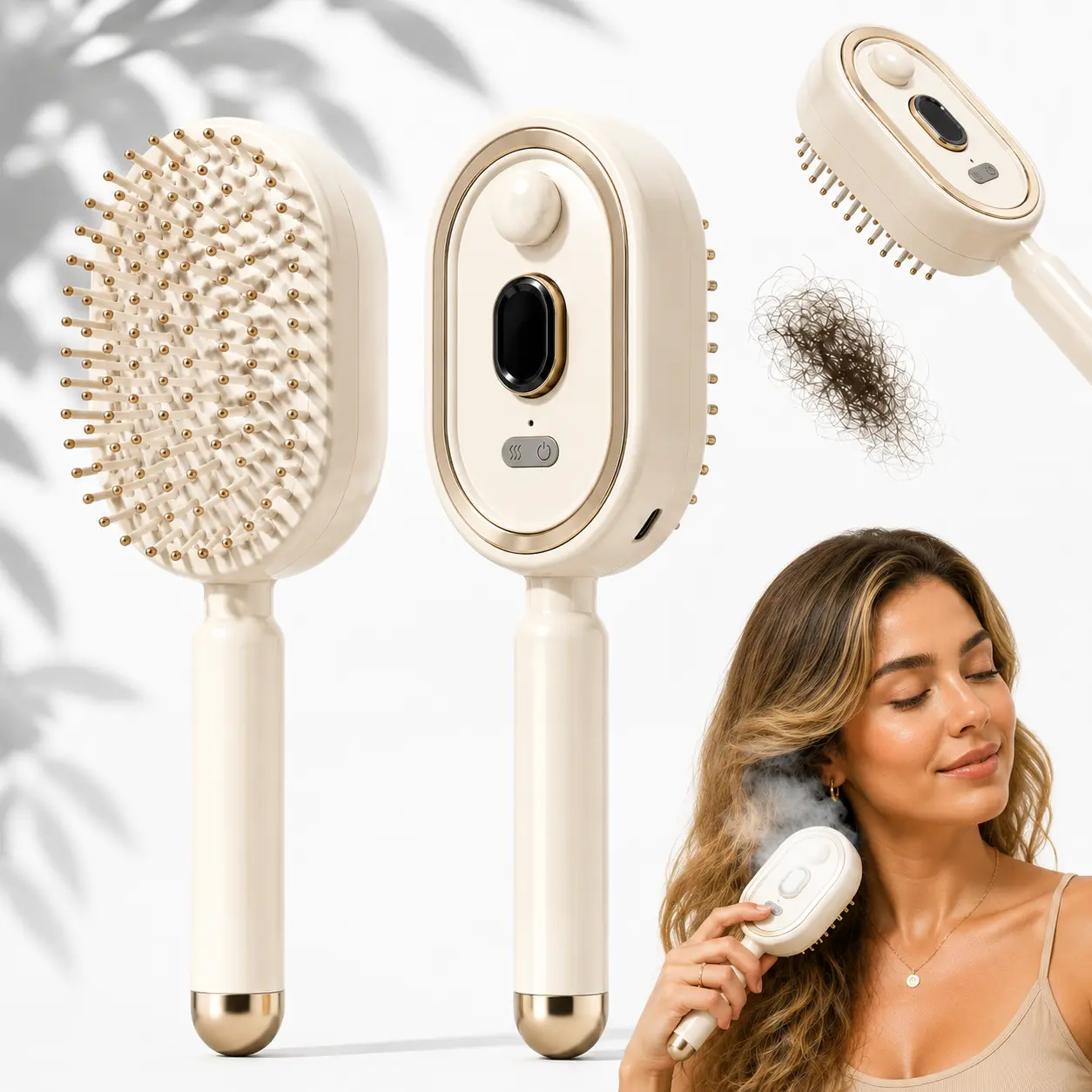 Electric Spray Air Cushion Massage Comb, Misting Aqua Detangler Brush, 5 in 1 Rechargeable Hair Brush for Scalp Massage, Anti-Tangle, Anti-Static,Detangling, Professional Salon Hair Care Tool