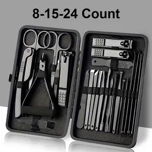 Stainless Steel Nail Clipper Set with Storage Case, 8/15/24pcs Portable Manicure & Pedicure Tool Set for Home & Travel, Professional Nail Care Tool for Men & Women, Nail Trimmer Supplies
