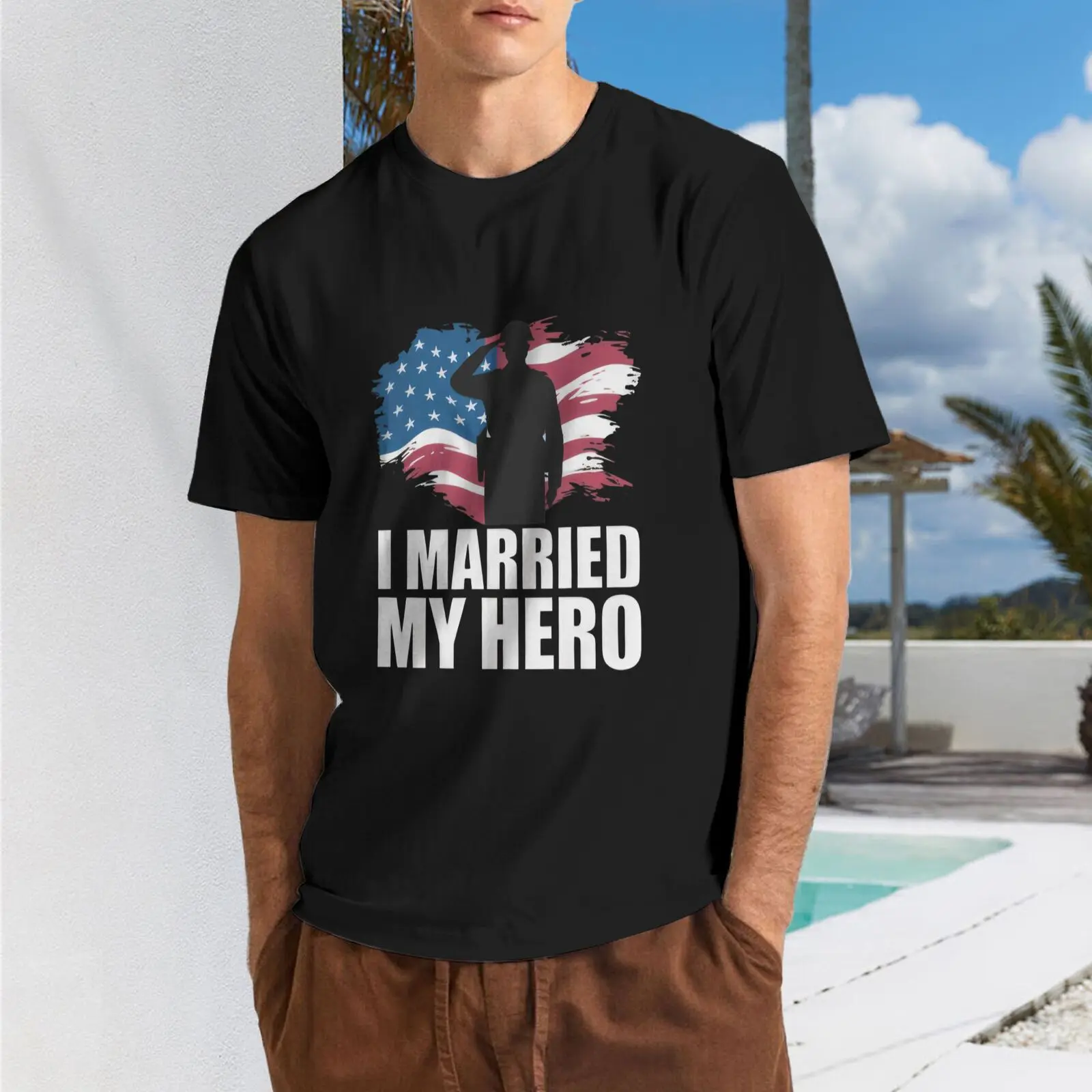 Men's Summer Cotton T-Shirt featuring Memorial Day Symbol Print 180g Garment Menswear