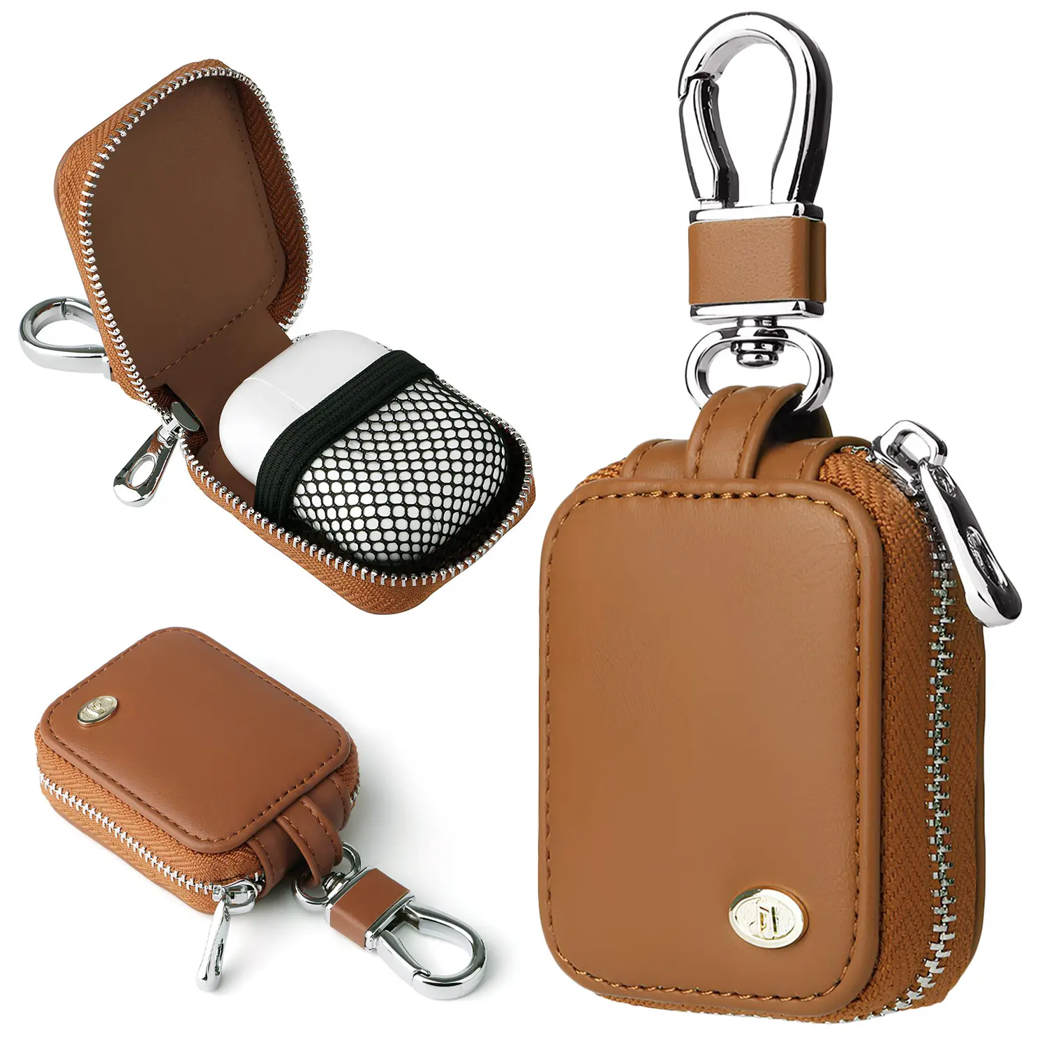 Universal Leather Earbuds Case for AirPods 1/2/3/Pro,Dustproof & Waterproof & Anti-scratch Travel Wireless Earbuds Bag with Keychain,Audio & Vide Accessories