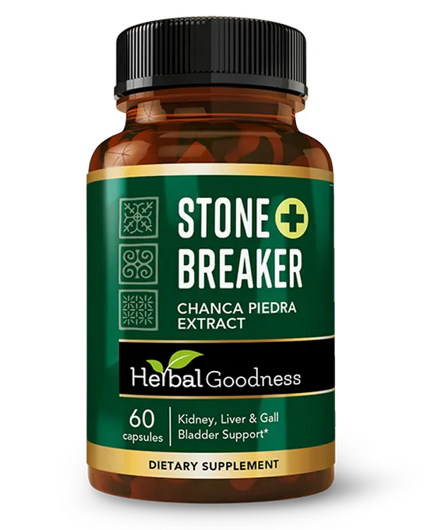 Herbal Goodness Stone Breaker Plus | Chanca Piedra Extract Capsules - 60/600mg Vegan Organic Supplement for Kidney Liver & Gall Bladder Support