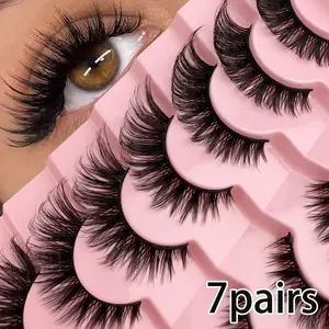 7 Pairs Stem Natural Eyelashes Reusable Lightweight, Perfect for Daily Wear, Natural Eye Makeup, Ideal False Lash Strips, Cosmetic