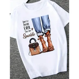 Plus Size Graphic and Slogan Print Casual T Shirt with Soft Medium Stretch Fabric Short Sleeve Round Neck Comfortable Fit Ideal for Daily Activities Outdoor Events and Gift Giving
