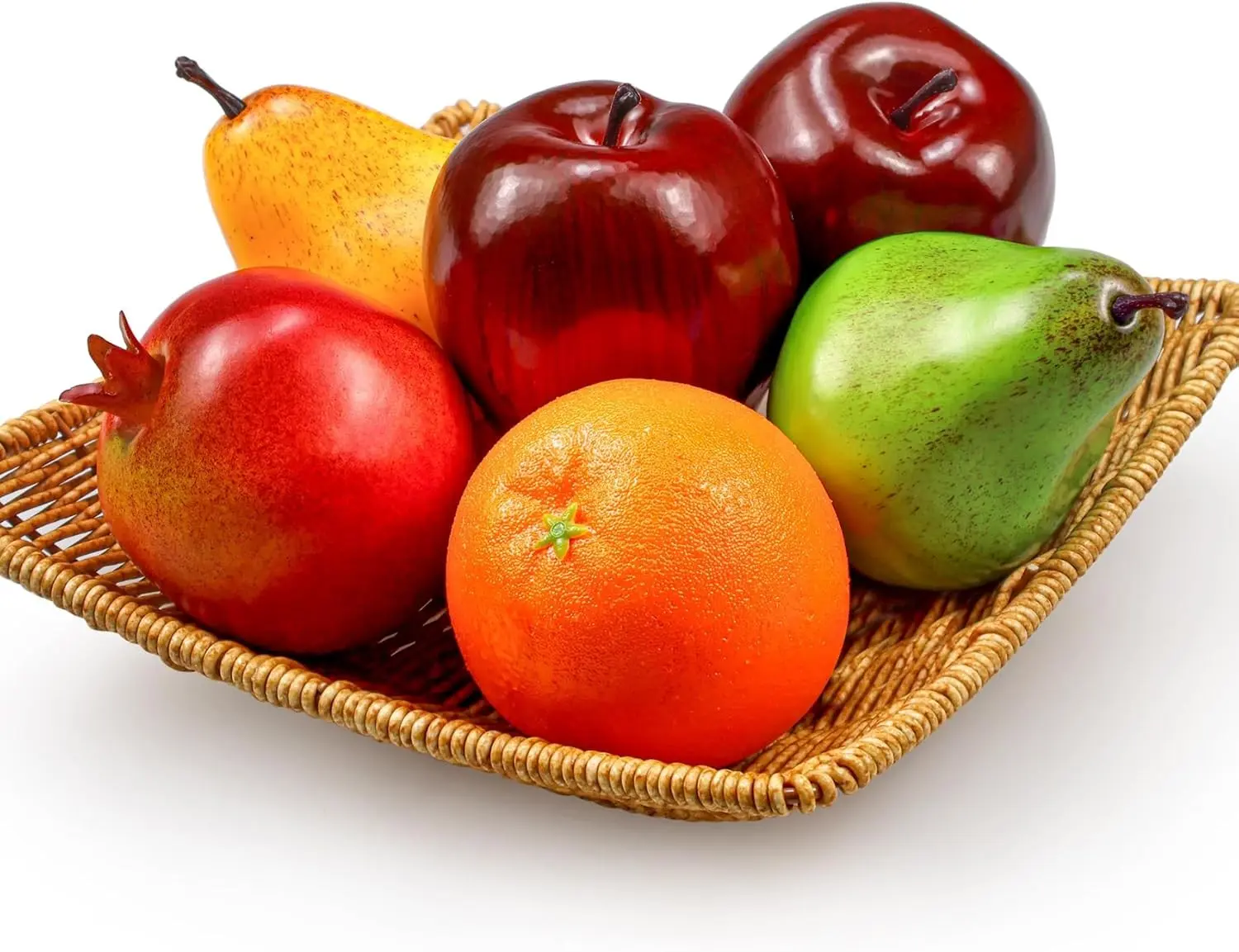 6 Pcs Artificial Fruit Pack, Artificial Delicious Fruits Lifelike Pears for Decoration Home, Realistic Fake Fruits Decoration Dinner Table, Lifelike Fake Fruit Pear Orange Pomegranate Decor