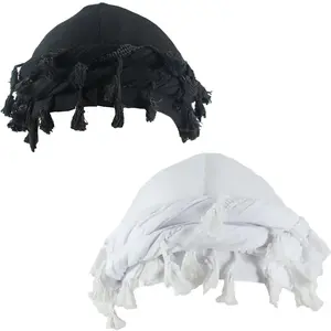 2-Pack Satin-Lined Halo Turbans with Adjustable Twisted Tassel Head Wraps for Men and Women - Sleep Cap Beanies for Comfort and Style