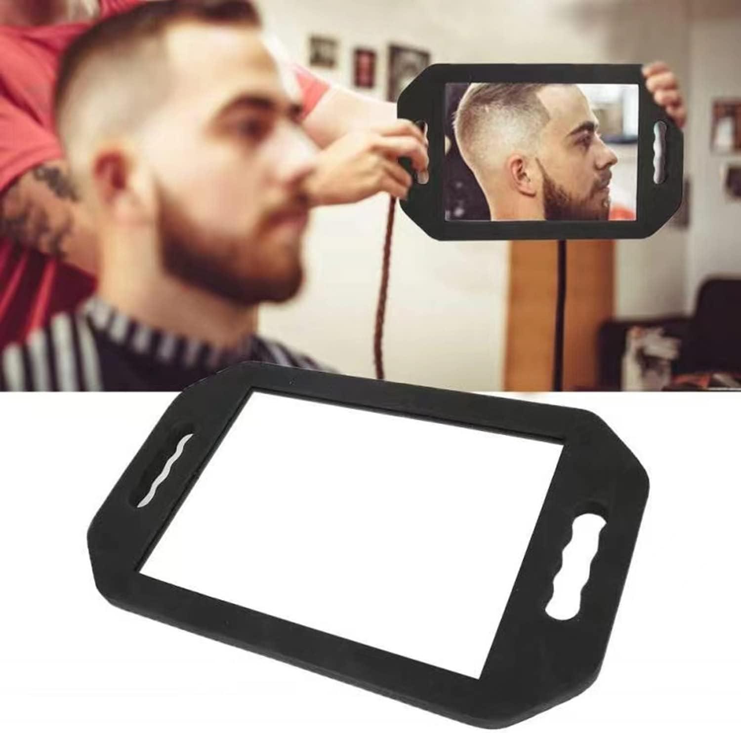 Handheld Mirror – Dual Handle Salon Mirror for Haircut, Makeup, and Back of Head Use – Distortion-Free Glass, Lightweight Durable Frame, Unisex Design – 10"x15.5", Black