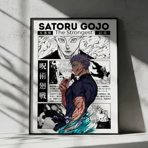 Gojo Satoru Jujutsu Kaisen Anime Poster, JJK Manga Wall Artwork Prints, Home Decor Gift