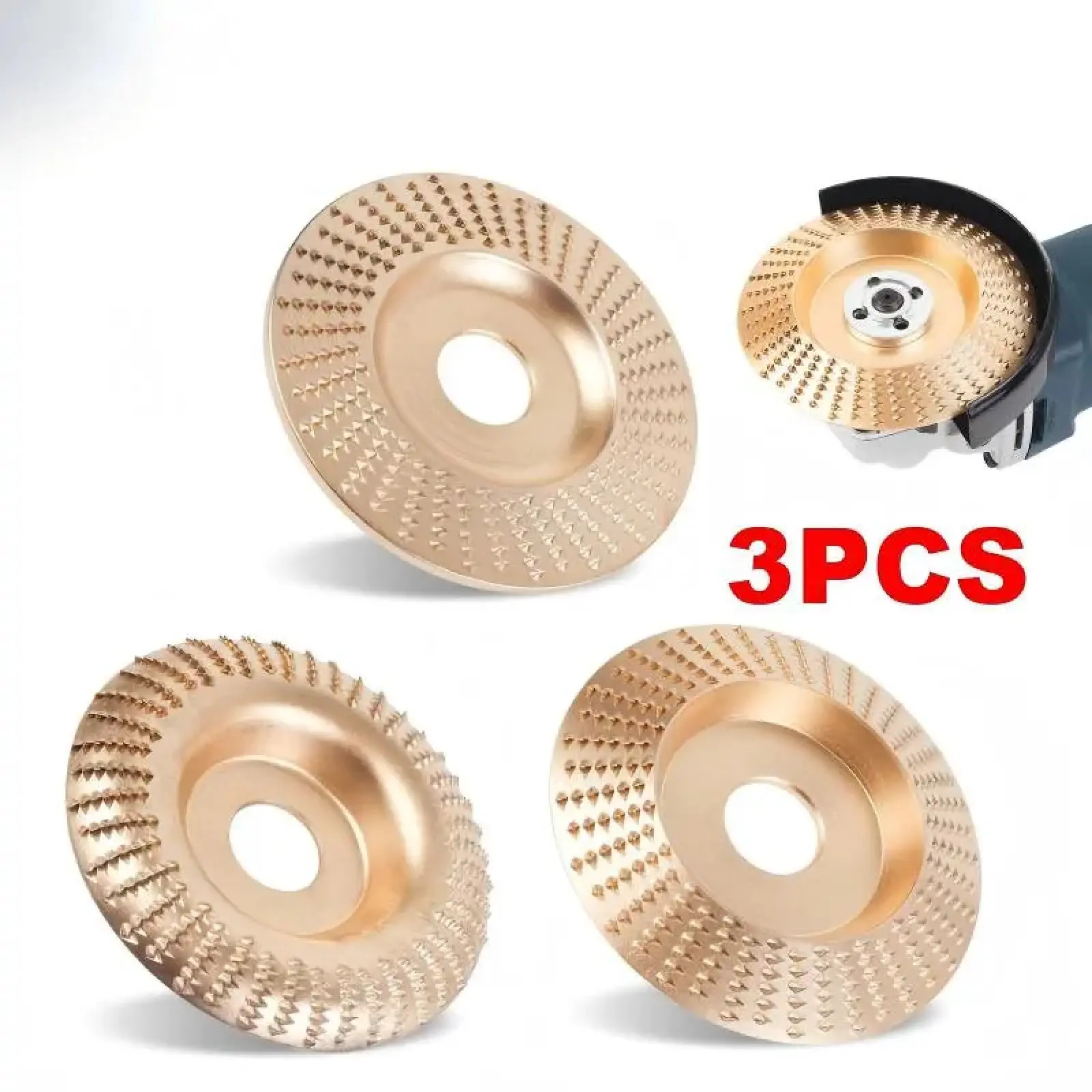 Pomsare 3PCS Angle Grinder Polishing Pad, Wood Carving Disc Set for 4 1/2 Inch Angle Grinder, Heavy Duty Wood Sanding Disk Grinding Wheel, Stump Grinder Attach