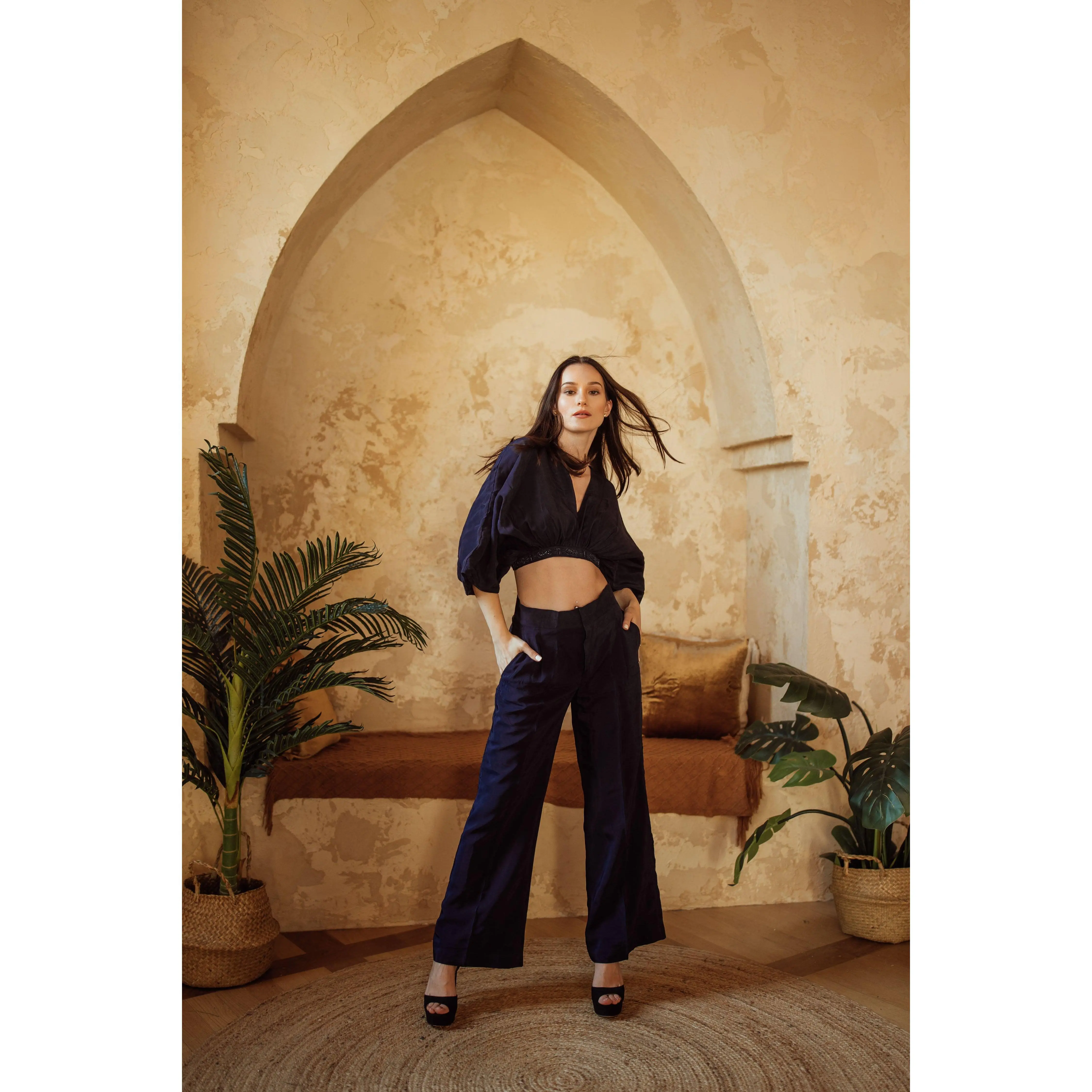 Mikaela Navy Flowy Pantsuit