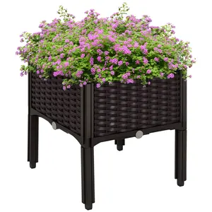 1 Piece Raised Garden Bed With Legs – Planter Box Raised Bed To Grow Flowers, Herbs & Vegetables. Lightweight & Portable, Brown