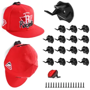 16 Pack Adhesive Hat Rack for Wall Baseball Cap, Hat Hook Collection, Hat wall organizer, Minimalist hat display Hat rack, no drilled hat rack Can be installed on doors, bedrooms, wardrobes .  Black,Springtok.