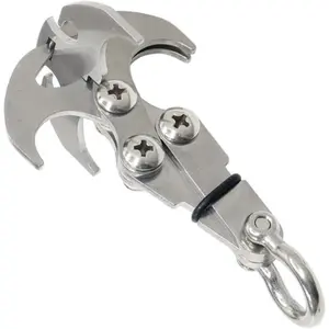 1pcs/2pcs Stainless Steel Large Grappling Hook,heavy-duty Outdoor Carabiner Multi-functional Grappling Hook Tool Rust-resistant High-strength Hook for Climbing,hiking,camping,and Mountaineering,summervibes