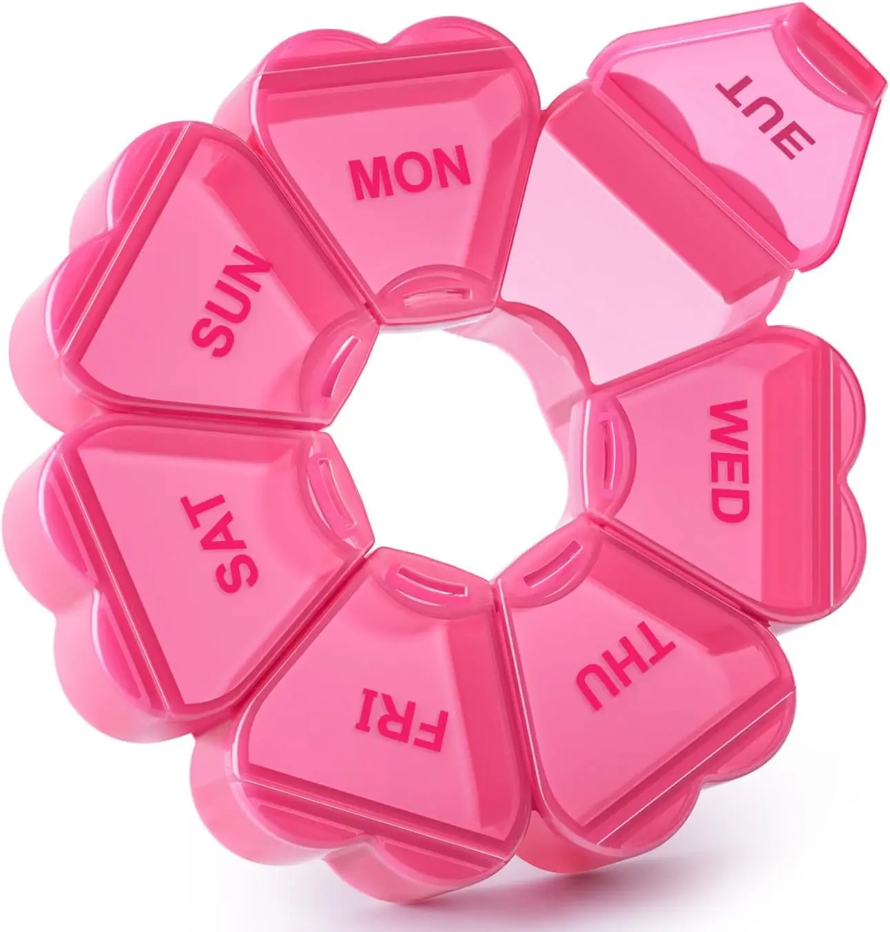 Heart-Shaped Large Weekly Pill Organizer – 7-Day Vitamin Case with Spacious Compartments for Fish Oil, Medicine, and Supplements