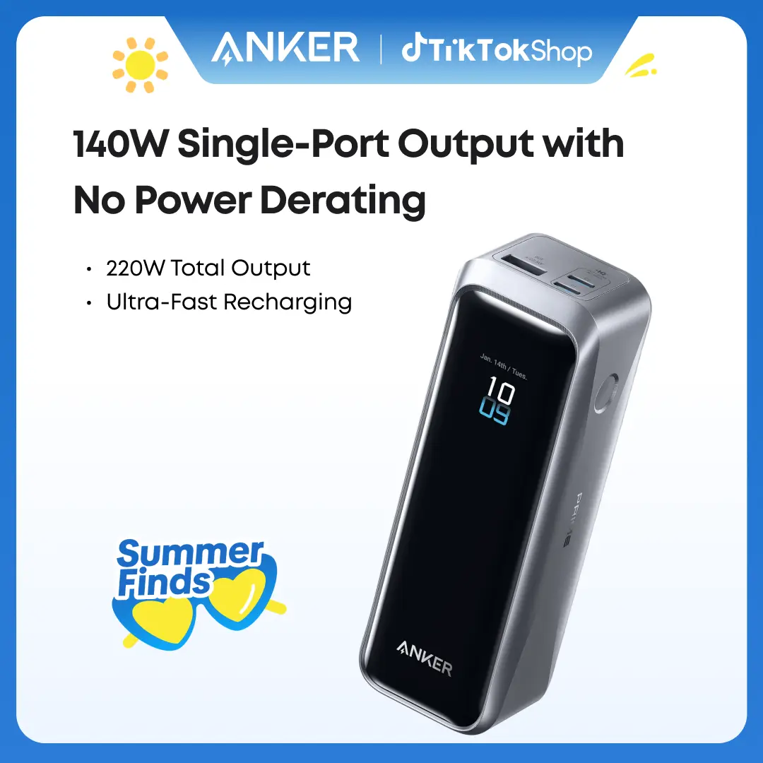 Anker Prime Power Bank, 20,100mAh 3-Port Portable Charger with 220W Max Output, Two-Way Charging, TSA-Approved, App Control, for MacBook, iPhone 17/16 Series, and More (Base Not Included)