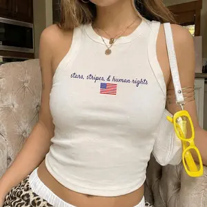 Stars Stripes And Human Rights Racer Tank Top, Activist Graphic Shirt, Patriotic Equality Tank, Statement Fashion Top