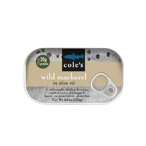 Cole's Seafood Wild Mackerel with Olive Oil | Canned & Jarred Seafood, Skinless, Boneless, Small Atlantic Mackerel Fish, Preservative & Gluten Free | High in Omega 3 | 4.4 oz Per Pack