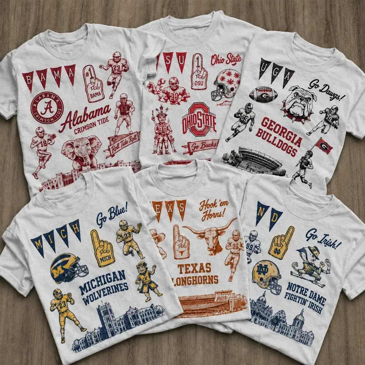 [FREE SHIP] Men's Vintage Cotton Soft Unisex Pullover Tshirt - Casual Retro College Team Print Crewneck Sleeve, Distressed Fan Apparel, Football Game Day Gift for Alumni