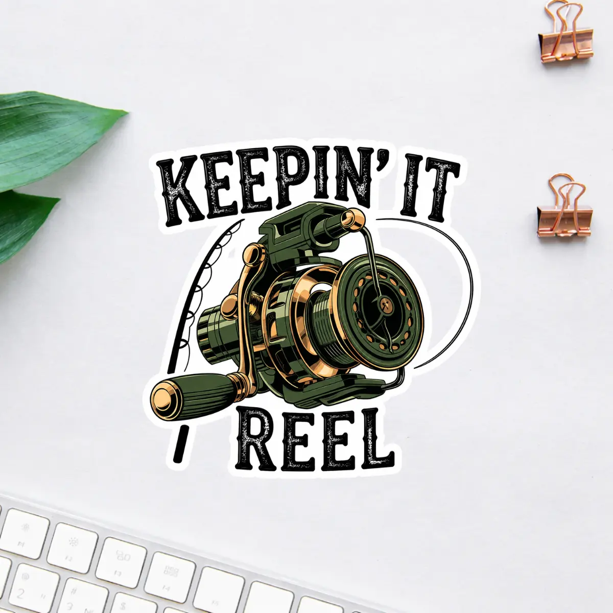 Keepin' It Reel Fishing Reel Sticker, Funny Angler Vinyl Decal, Fishing Gear Waterproof Sticker, Tackle Box Boat Cooler Laptop Car Decor