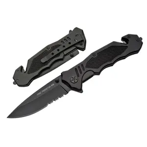 Rescue Tactical Pocket Knife Surgical Steel Glass Breaker Seat Belt Cutter 4.5” EMT 1045 Surgical Steel Blade