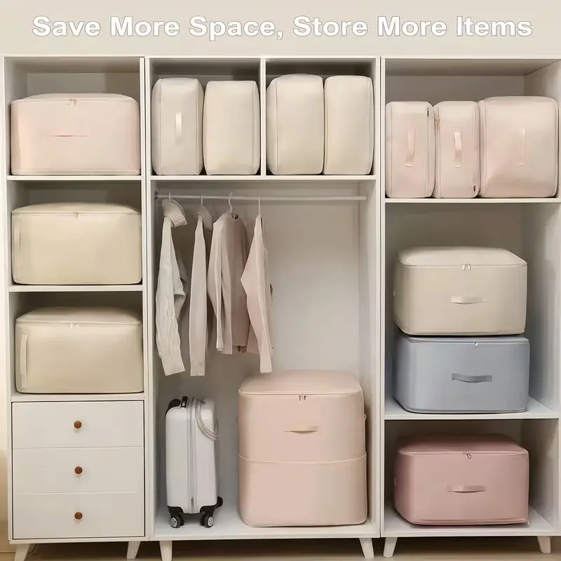 Modern Home Storage Bags | Self-Compressing Design | Space-Saving for Wardrobe Organization 🎀 Reusable Compression Bags