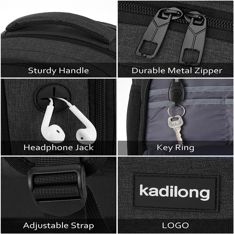 kadilong  Backpack with USB & Headphone Jack | Water Resistant Anti-theft Travel Rucksack with Luggage Strap Large Capacity Business Laptop Backpack  Travel Laptop Backpack with Anti-theft Pocket