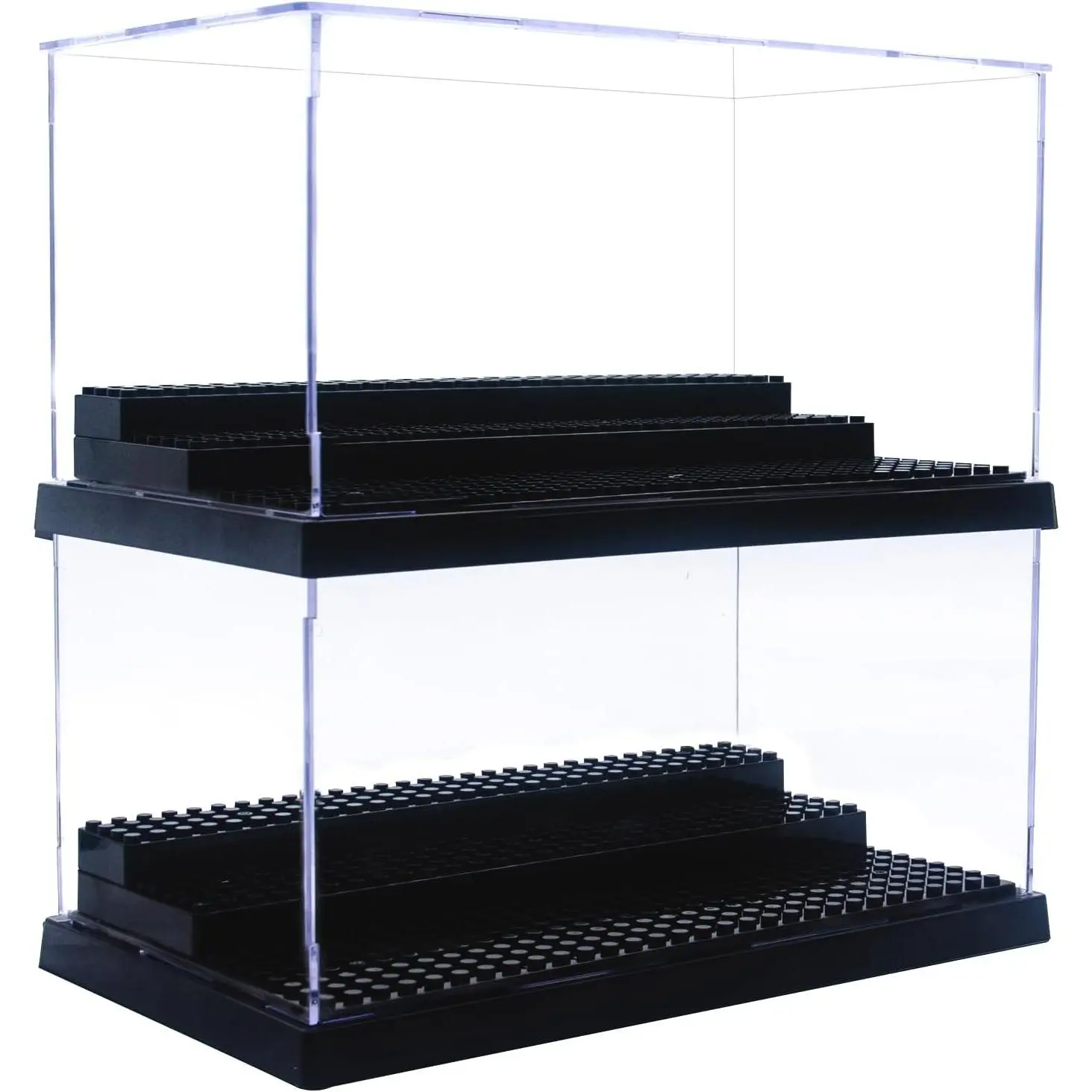 Women's Bra Accessory Dustproof Acrylic Minifigure Display Case, Storage Solution with 3 Movable Steps for Action Figures, Collection Models