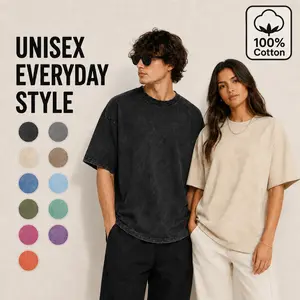 Oversized T-Shirt for Women – Unisex 100% Cotton Vintage Washed Stonewash T-Shirt, Soft & Comfortable Streetwear
