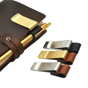 Metal Pen Holder, Pencil Holder, 1 Count Portable Durable Random Color Retro Notebook Pen Clip, Office Stationery & Supplies