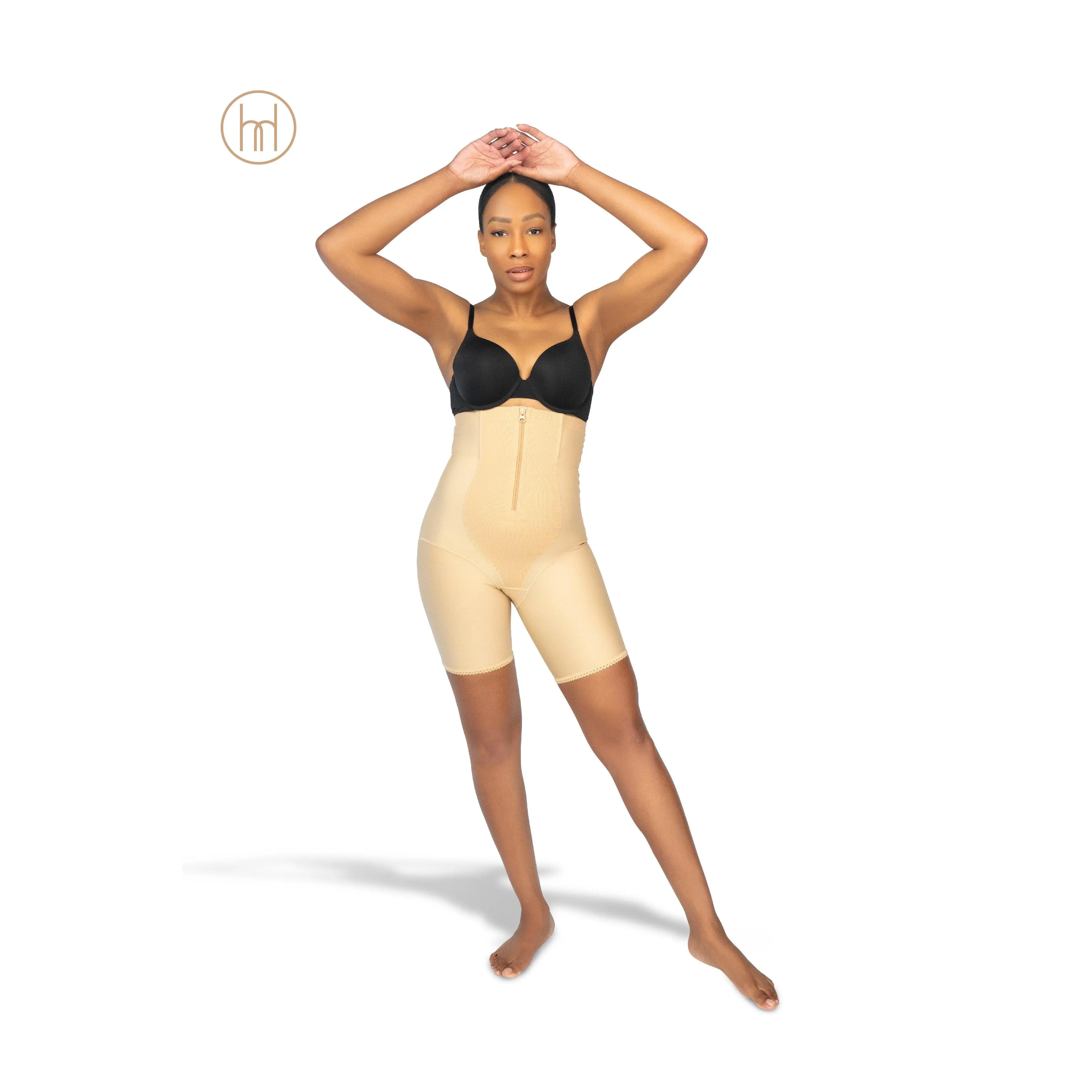 Zipper High-Waisted Shapewear Short Sand