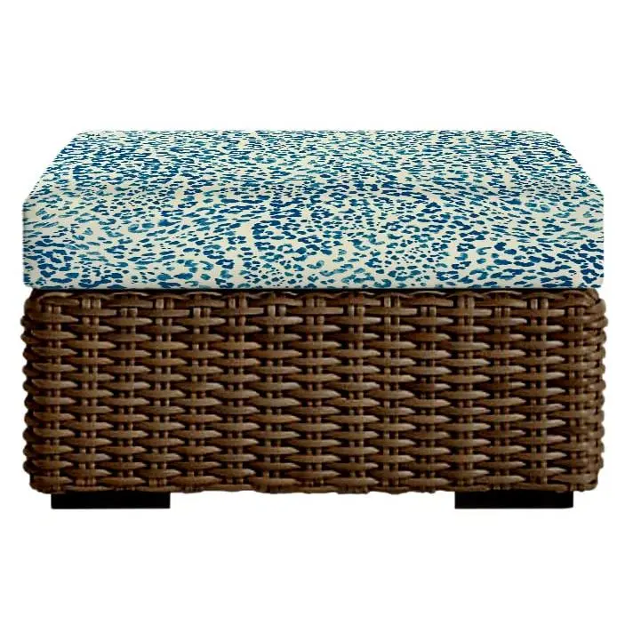 RSH Décor Sunny Spot Blue Foam Ottoman Cushion for Indoor Outdoor Use - 19 x 15 x 4 Inches