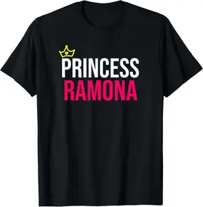 100%cotton Princess Ramona Girls Women Pink White Black Design Birthday T-Shirt