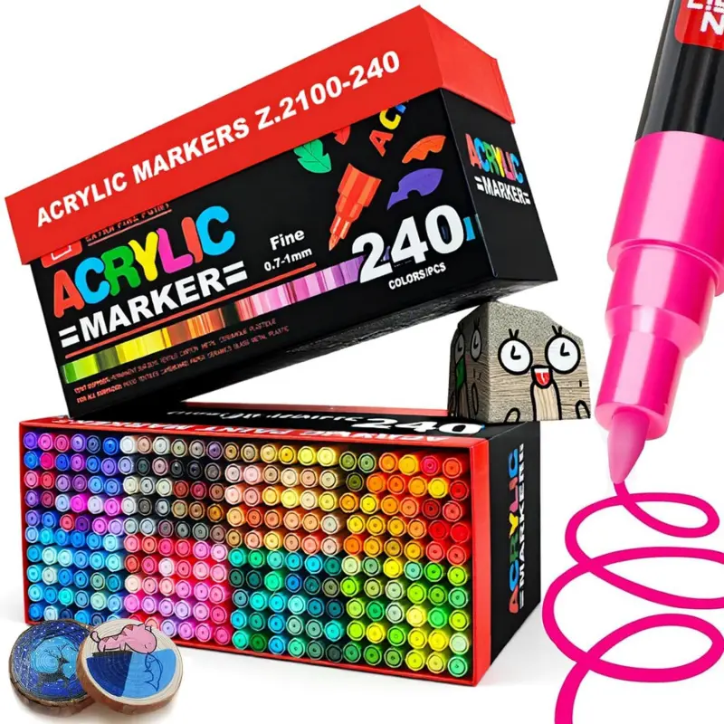 Acrylic Paint Markers, Drawing Markers, Hardhead 0.7-1mm Extra Fine Tip Acrylic Paint Pen, Acrylic Markers for Pumpkin Paint, Wood, Metal, Plastic, Canvas, Glass, Ceramic, Rock Painting DIY Art Supplies