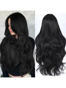 Long Body Wave Wig Middle Part Natural Glueless Wigs for Women, Heat Resistant Synthetic Hair, Synthetic Material Wigs, Stylish & Durable