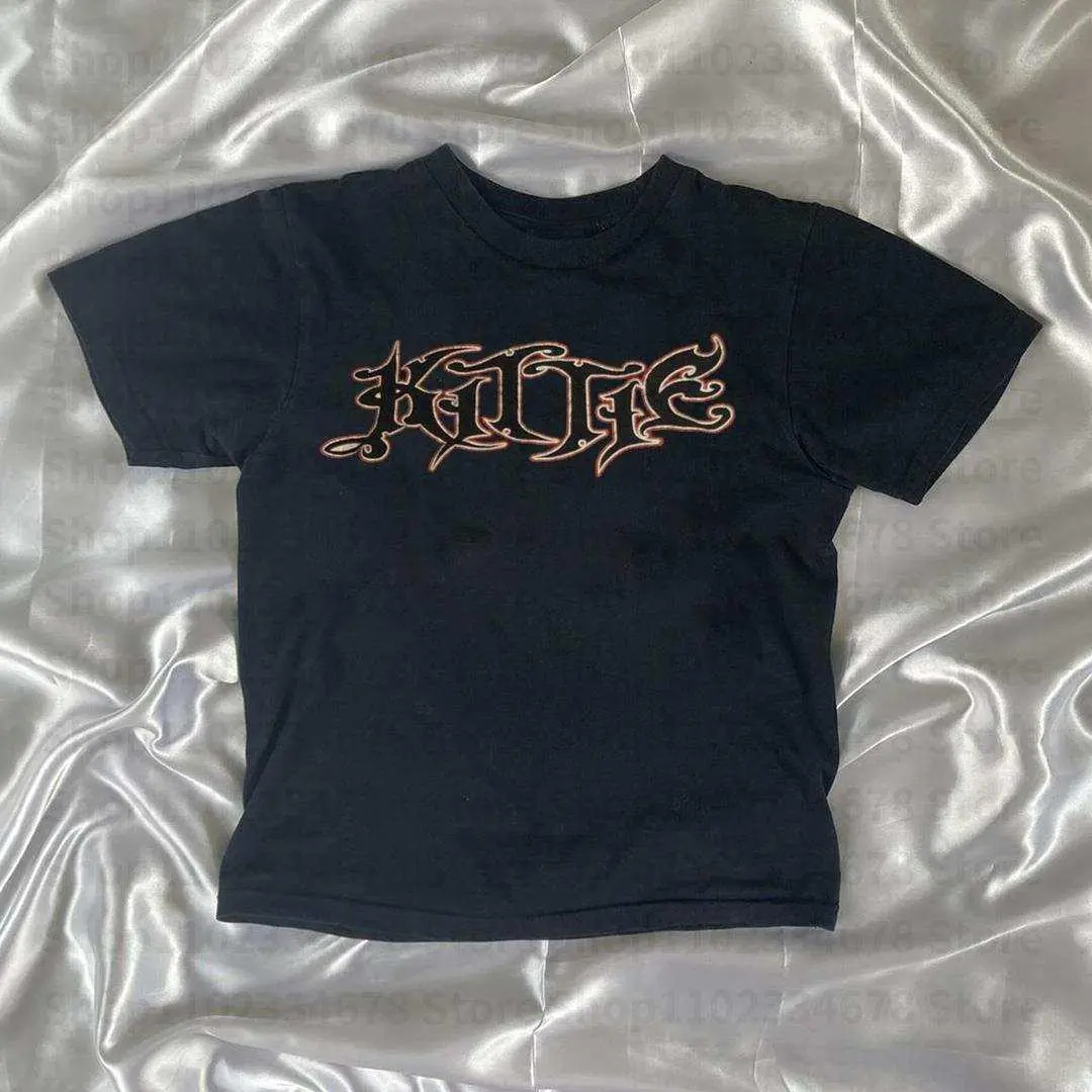 2000s Baby Tee - Y2K Aesthetic Crop Top - Emo Gothic Streetwear for Women