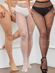 Fishnet Tights with Shiny Rivets for New Year Holidays - Stylish & Festive Legwear