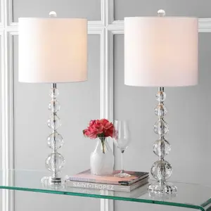 JONATHAN Y Nala Crystal LED Table Lamp , for bedroom, living room, foyer, hallways, dining room, dorms