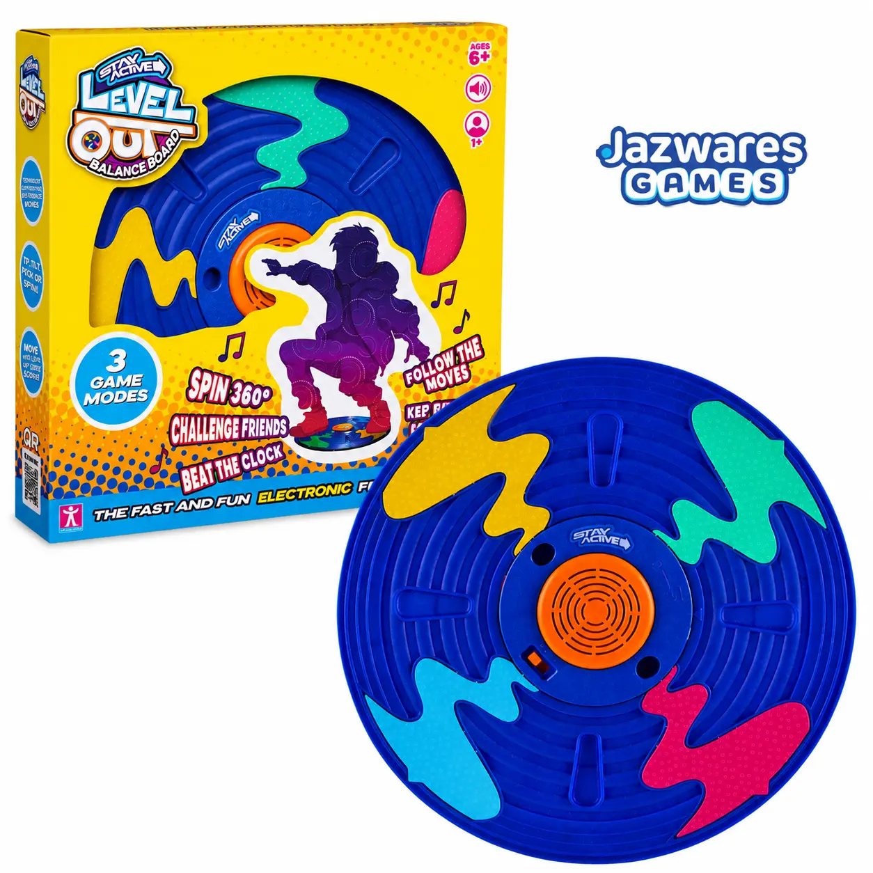 Jazwares Games Stay Active Level Out Balance Board Game, 3 Game Modes & 7 Tricky Moves for Family Fun
