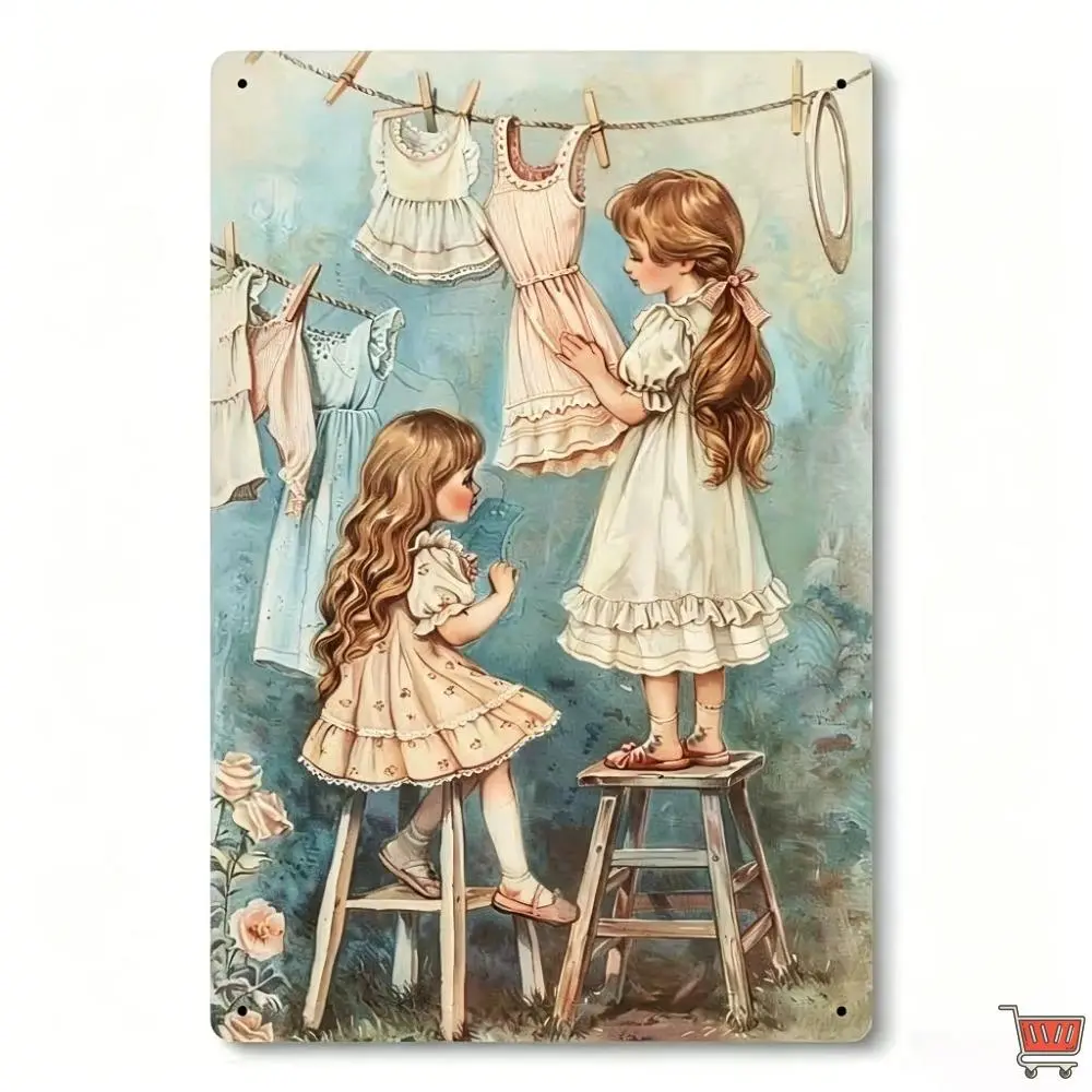 8x12 in Retro Metal Tin Sign - Shabby Chic Victorian Casual Home Decor Plaque, Gift-Worthy Home Decor Accessory for Nursery Hanging Wall Art, Home Decor Accessories