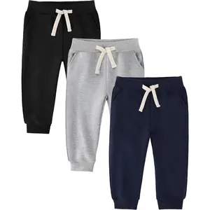 X-UDW001  3 Pack Fleece Toddler Boys Sweatpants Kids Joggers Soft Cotton Toddler Boys Girls Sweatpants with Pocket Drawstring