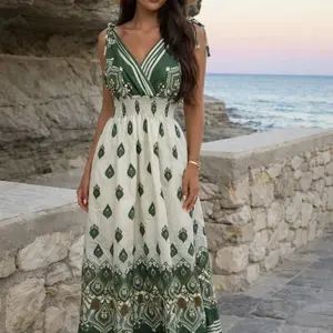 Women's Elegant Maxi Dress with Vibrant Floral Pattern and Adjustable Straps for Casual Elegance Womenswear Summer